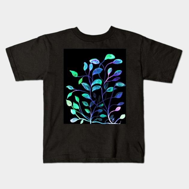 Do Not Go Into The Night, Red and Green Leaves Kids T-Shirt by ANoelleJay